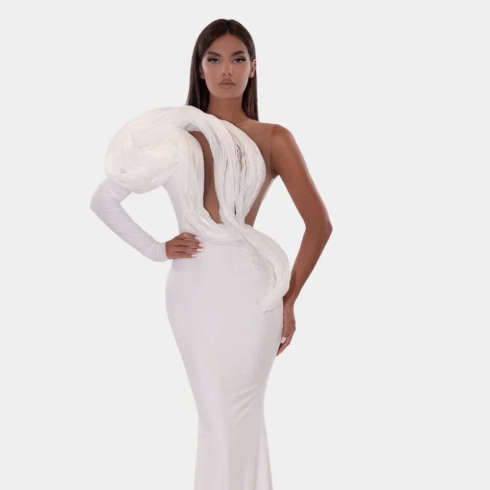 One Shoulder Couture Wedding Dress